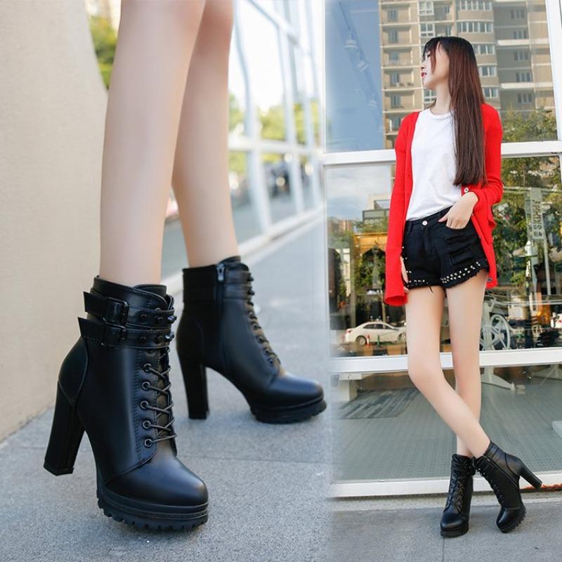New Autumn winter Fashionable versatile Women's Side Zipper All-match Short Boots elegant Minimalist high Heel Women shoes