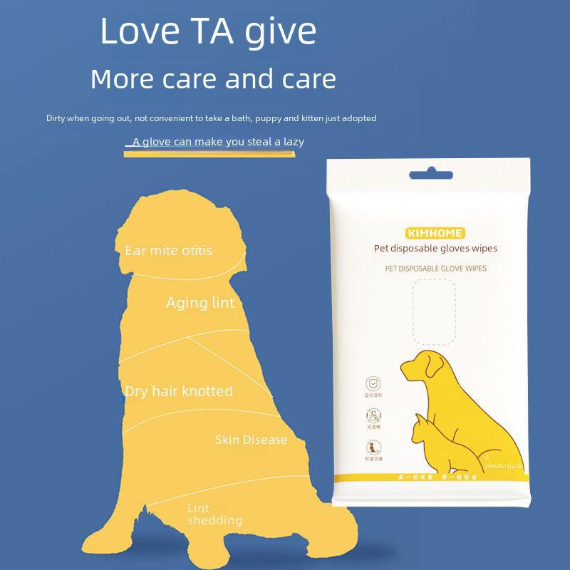 Toallitas Húmedas Desechables para Baño de Mascotas y Guantes de Limpieza para Gatos