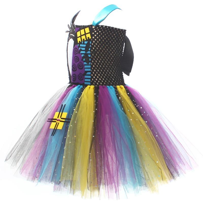 Spliced Jumpsuit Tutu Dress, Halloween Cosplay Outfit Tulle Costume for Holiday Birthday Carnival Stage Performance Festive Wear