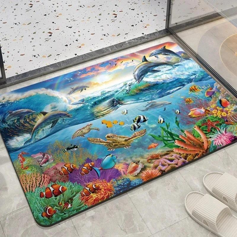 Full Cartoon Corgi Cute Puppy Floor Mat Non Slip Soft Rug Entryway  Room Lovely Pet Print Household Doormat