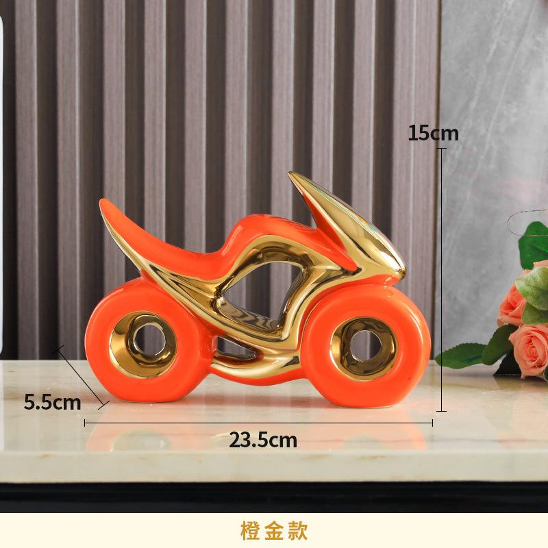 Creative Ceramic Motorcycle Ornaments Geometric Shape Desktop Decoration Ceramic Crafts TV Cabinet Sense Home Decoration Gift