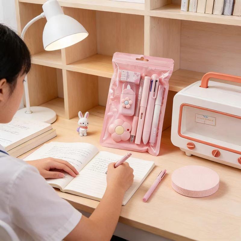 7-in-1 Stationery Set Birthday Present Back to School Gift Pencil Eraser Students Prize School Office Correction Tape Kids