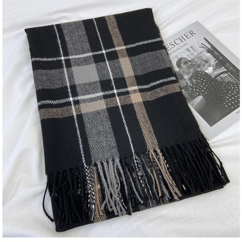 Plaid Scarf Women's Winter Warm Imitation Cashmere Fringed Shawl Dual-purpose Scarf Windproof & Warm, Multi-Color Options for Casual Outings, Office