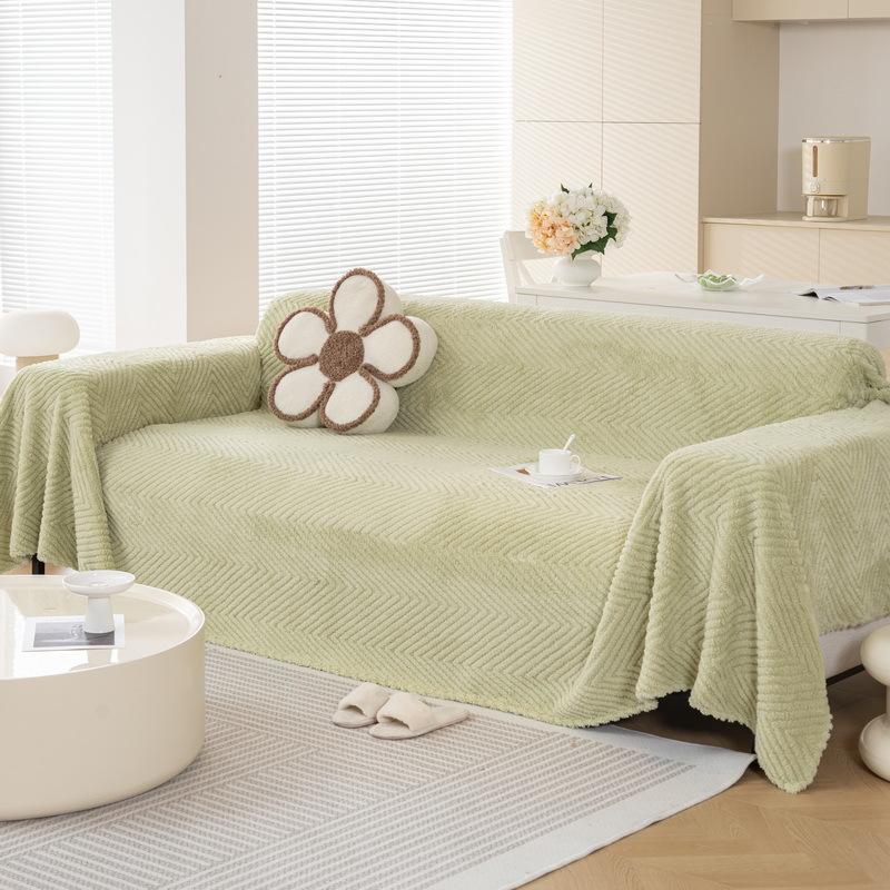 Modern Shu Cotton Velvet Chevron Sofa Towel All-season Universal Sofa Towel Anti Slip Solid Color Sofa Towel Thickening Blanket