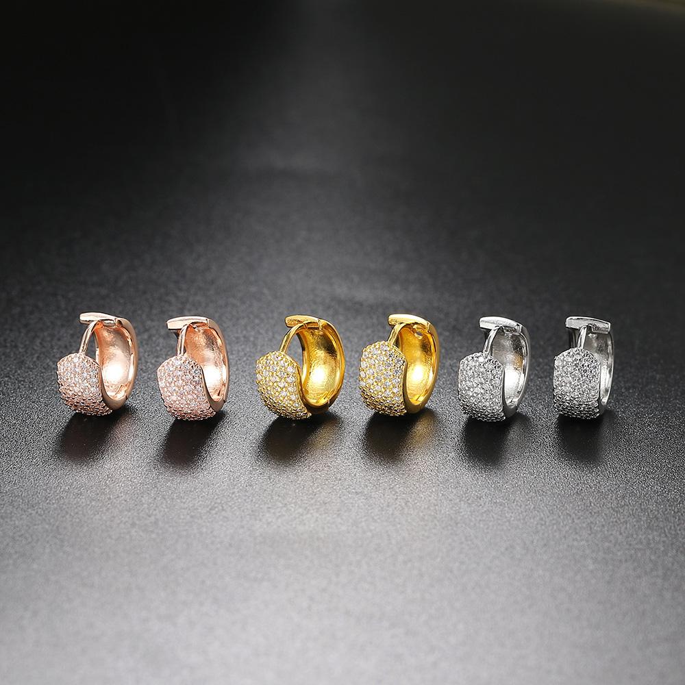 Women's Earrings Round Retro Hoops Jewelry Gold Color Zircon Small Ear Ring Vintage Female Accessories LAMOON