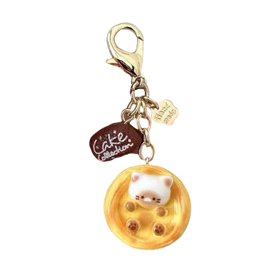 Original Egg Tart Buckle Keychain Unique Creative Designs Sturdy Alloy Resin Materials for Backpack Decoration
