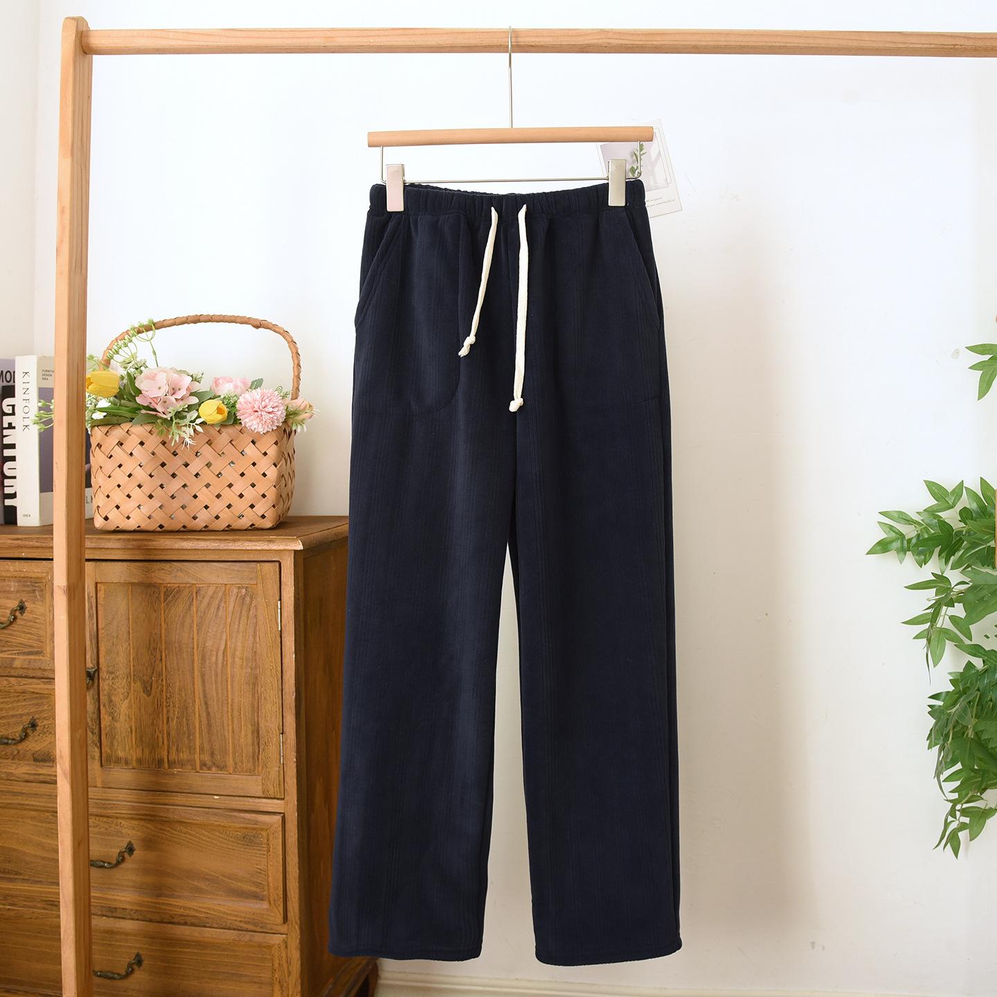 

Women s High-Waist Fleece-Lined Pants with Pockets – Outdoor & Indoor Wear L темно-синий