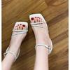 Rhinestone strap beautiful stiletto sandals 2025 new summer square toe open-toe French temperament sexy dress soft high heels