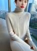 Women's High Neck Cable Knit Wool Sweater - Slimming Long Sleeve Cashmere Top