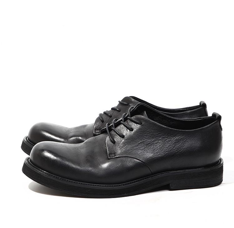 

Мужская обувь в британском ретро-стиле с круглой головкой, мужская легкая трендовая деловая повседневная кожаная обувь с большой высотой и толщиной головки 42 чёрный