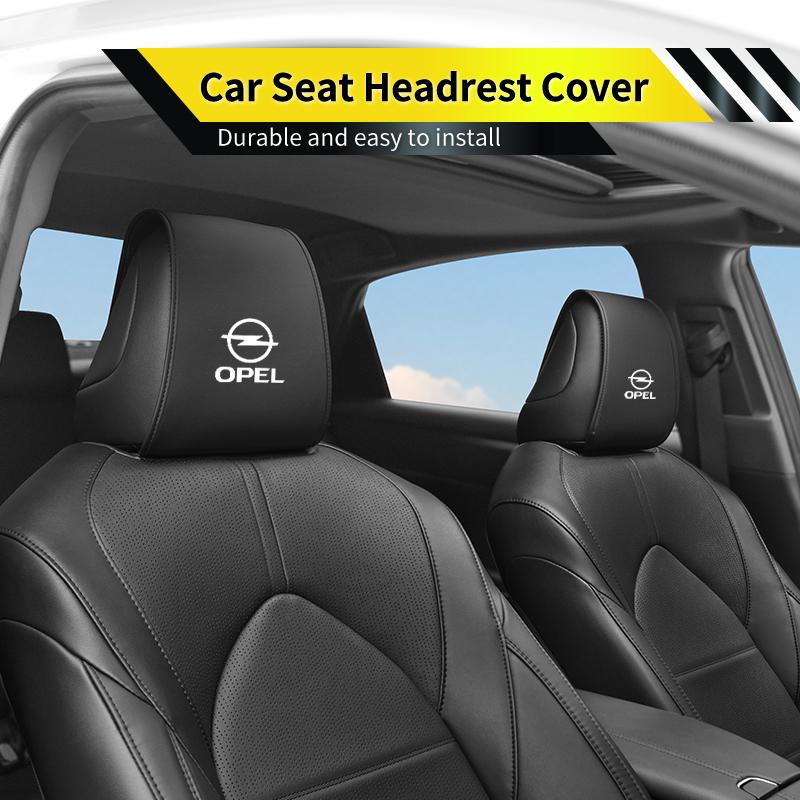 Car Seat Headrest Cover Leather Neck Pillow Protector Accessories For Opel Corsa Astra Insignia Vectra Zafira Meriva Mokka Gran