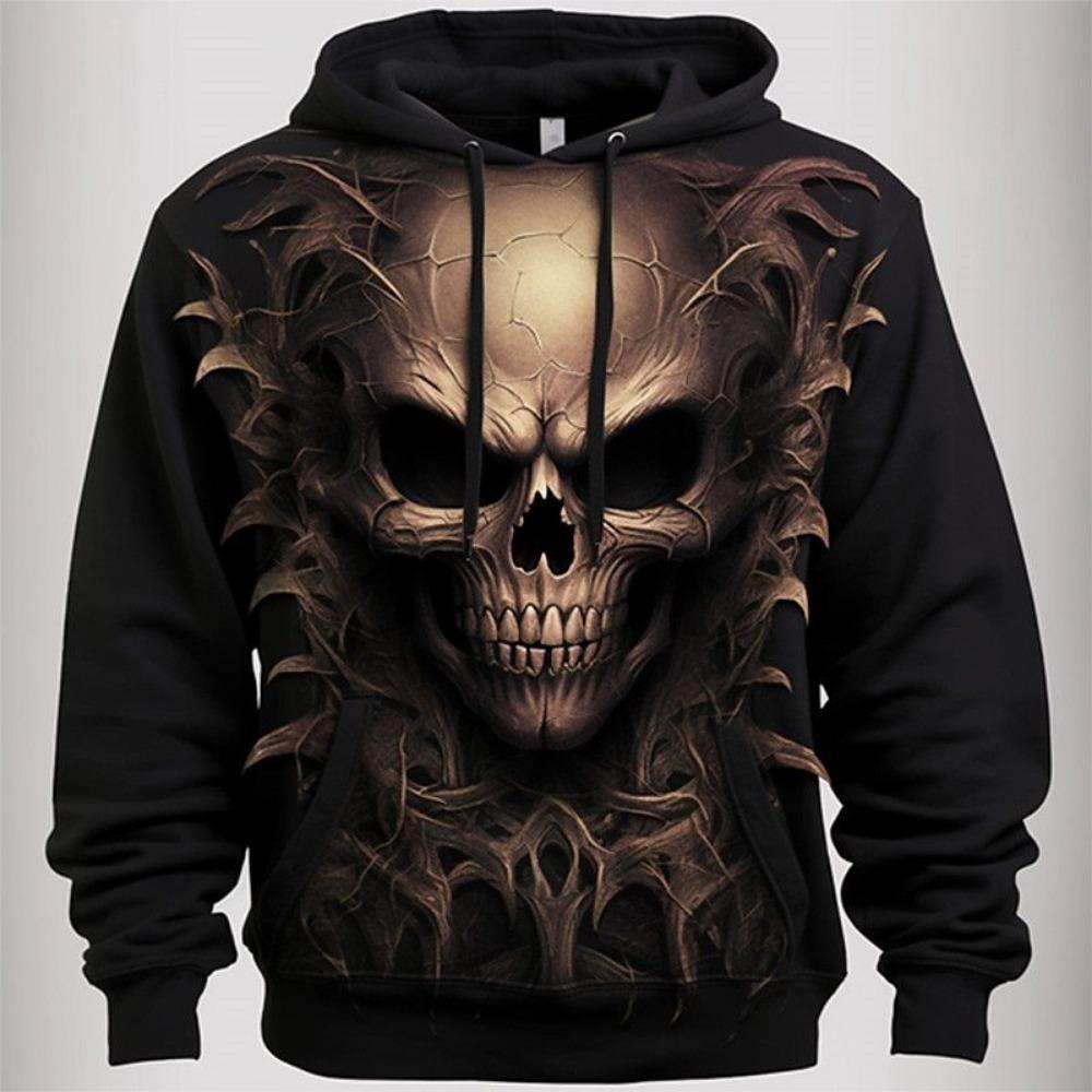 Böser Schädel 3D Digital bedruckter Herren Personalisierter Trendiger Hoodie
