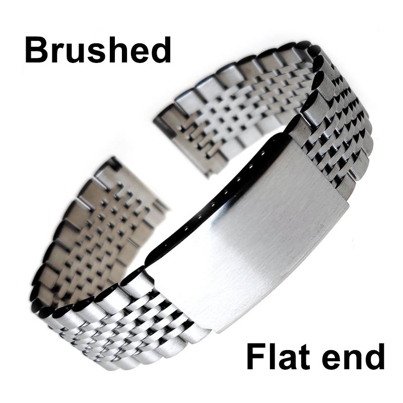 Curved End Watch Strap 20mm Stainless Steel Band 18mm 22mm Clasp Watch Strap Reloj Hombre Wristabnd Men Bracelet Accessories