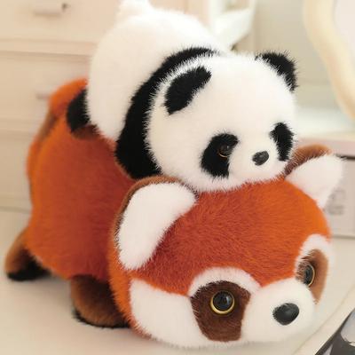 Reversible Panda To Raccoon Stuffed Animals Plush Toy Cute Lifelike Red Panda Soft Pillow Kids Baby Birthday Christmas Gift