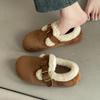 Retro comfortable casual one-pedal flat shoes women's autumn and winter fashion versatile velvet warm snow cotton shoes fluffy shoes