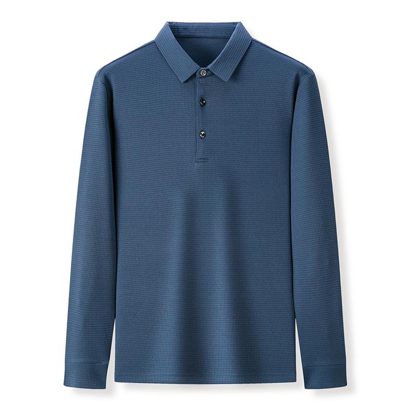 Men's Business Casual Polo Shirts Long Sleeve T-shirt Comfortable Solid Color Tops