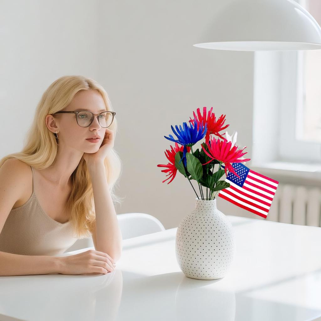 Tree Decoration Tricolor Artificial Flowers Patriotic Silk Rose And Decorative Independence Day