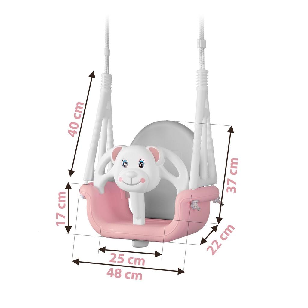 Ricokids 3-In-1 Teddy Bear Bucket Swing, Pink