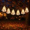 Spooky Hanging Ornaments Halloween Glowing Ghost Decor, Light Up Ornament for Party Holiday Decor Scene, Indoor Outdoor Wall Window Decoration,
