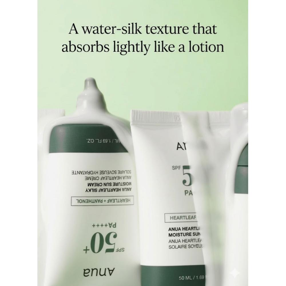 Anua Heartleaf + Panthenol Silky Moisture Sun Cream (Sunscreen) SPF50+ PA++++ 50ml