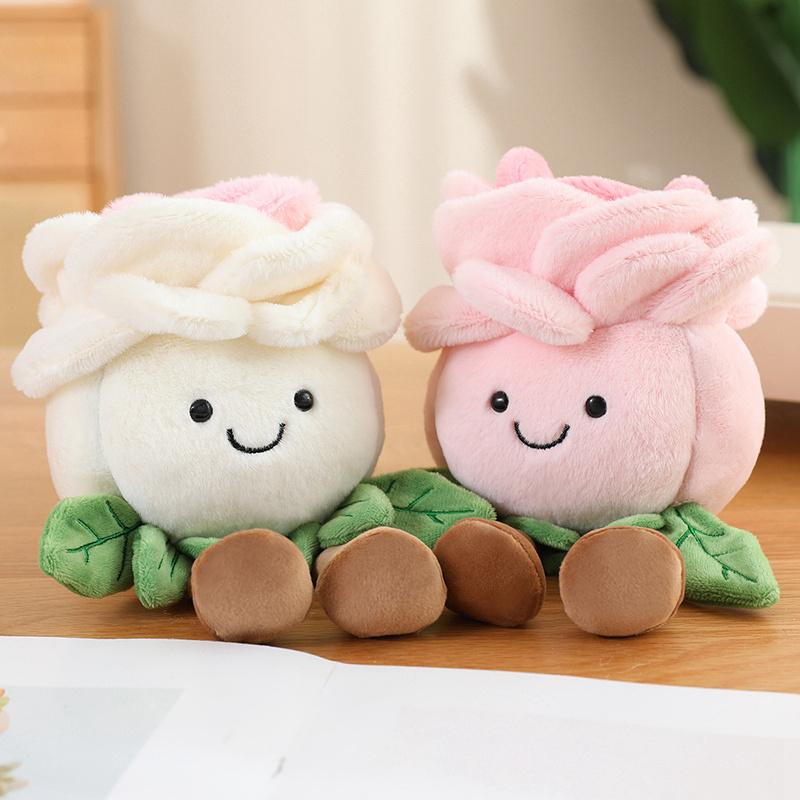 New Plant Series Rose Flower Plush Toys Soft Cartoon Pink Blue White  Dolls Home Decor Cute Baby Valentine's Day Gift For Girls