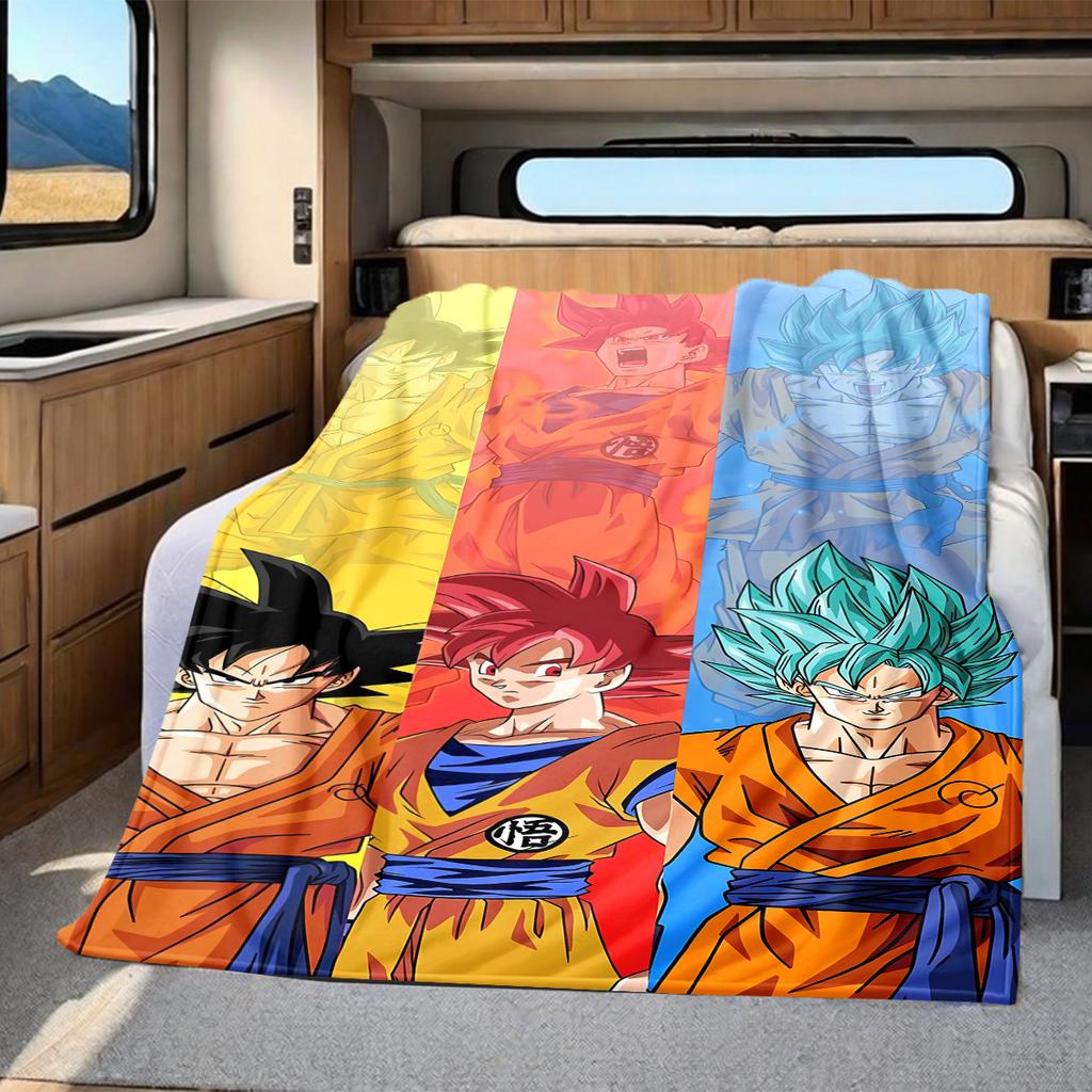 1PC Dragon Ball Super Print Flannel Blanket, High quality All Seasons, Home Decor, Warmth and Comfort, Perfect for Christmas Gifts