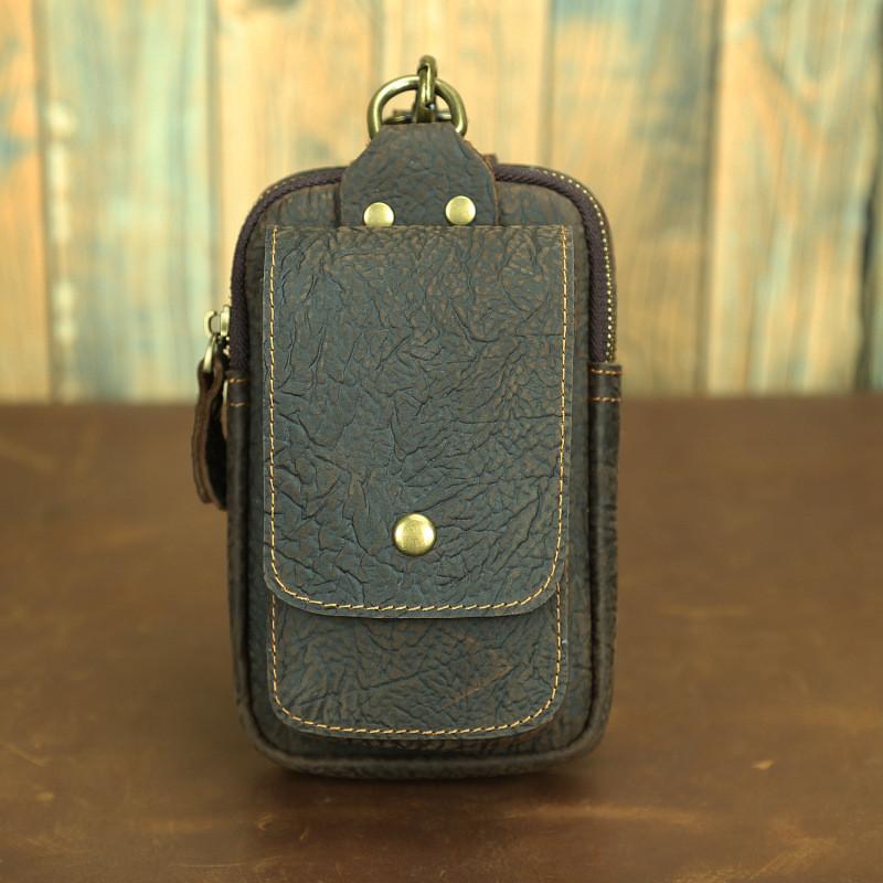 

Vintage Genuine Cowhide Waist Bag Belt Wear Multi-functional Hanging Pouch 7-inch Phone Bag Durable Retro Leather Fanny Pack for Daily Commute