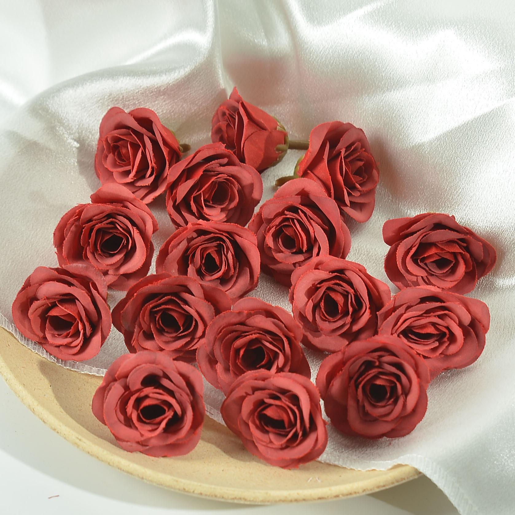 

Искусственные головки роз для самостоятельного изготовления свадебного декора, подарочных коробок, одежды, венков и шелковых цветочных композиций