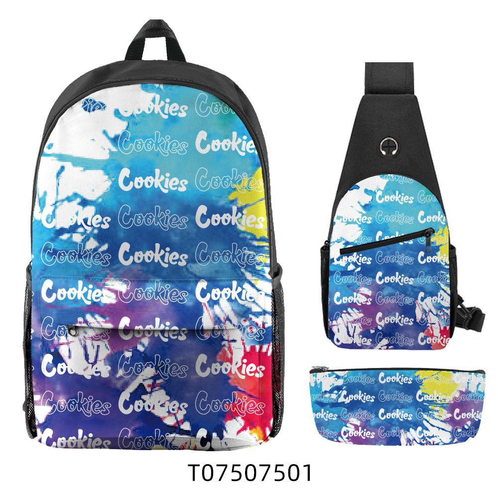 Cook Backpack Student School Bag Lightweight Polyester Backpack Three-Piece Set