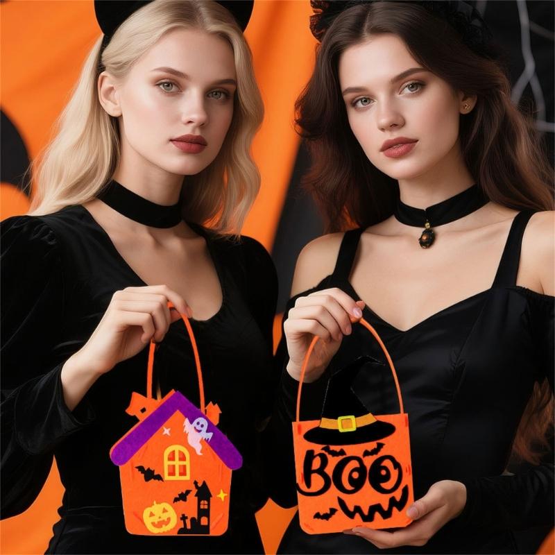Large Capacity Halloween Favor Bag With Eerie Designs Thin Pliable Storage For Trick Otherwise Treat
