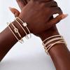 Exquisite Knotted Zircon Double-layer Cuff Bracelet,Geometric Square Zircon Open Bracelets for Women,Gold Plated Charm Jewelry