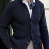 Men’s Casual Long Sleeve Solid Knit Cardigan - European & American Fashion Jackets