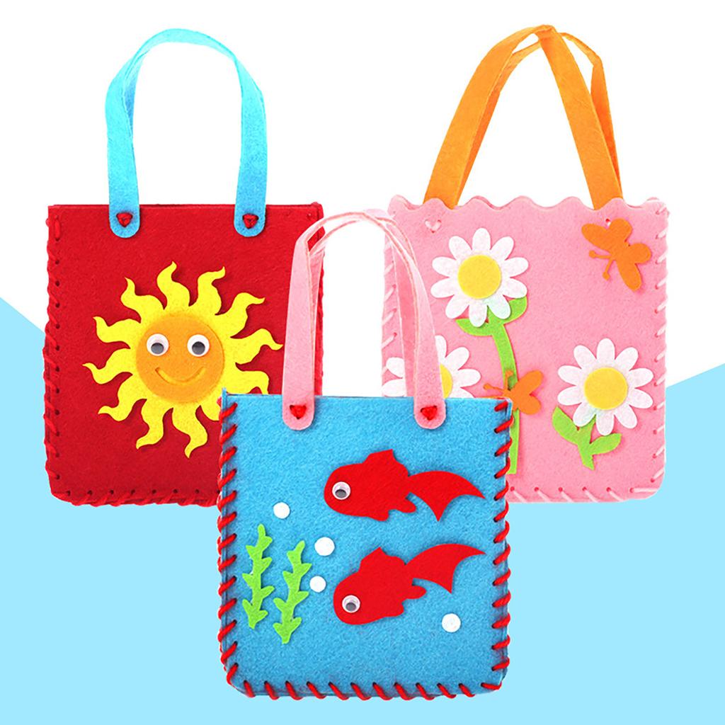 DIY Craft Sewing Felts Handbag Kit Christmas Candy Gift Bags Kids Sewing Toys
