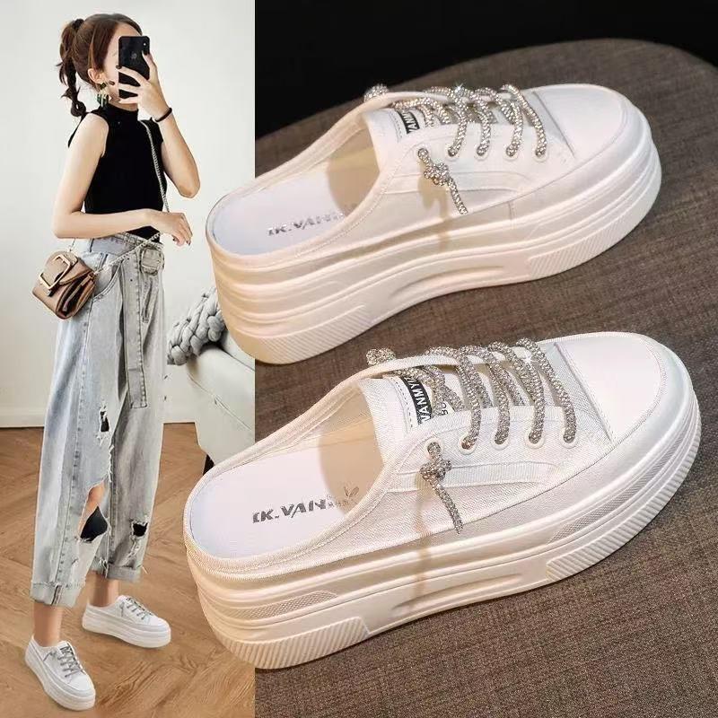Fashion Platform Half Slippers Womens Thick Base Increased Height Slimming Effect Womens Shoes Fashionable Versatile Women Casual Shoes