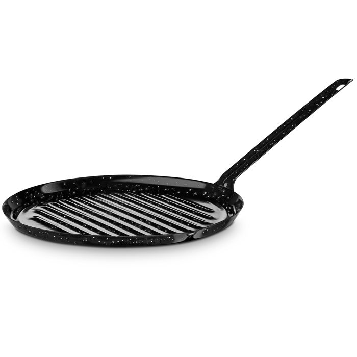 Poêle à Griller Induction 22 cm Acier Émaillé, Tous Feux Vitrocéramique Gaz Four Briebe Levante Noir 02526