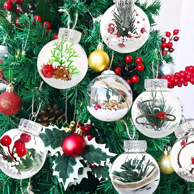 6/12Pack Transparent DIY Fillable Christmas Ornaments, 6cm Craft Plastic Balls, Festive Tree Decorations, Electric Holiday Decor