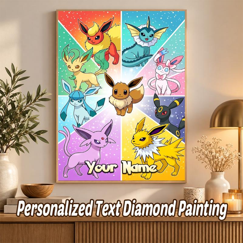 Eevee Evolutions Custom Name Diamond Painting Personalized 5D Full Drill DIY Diamond Art Home Decor