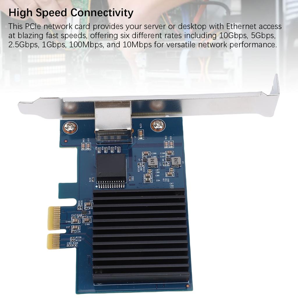 10G PCIe Network Card RJ45 Port RTL8127 PCI Express Gen 4 X1 to 10 Gigabit Ethernet Adapter for Linux