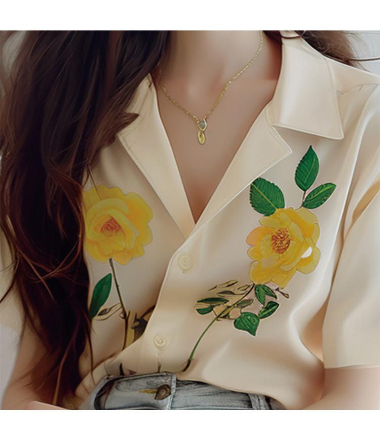 2025 Summer New French Tea Break Kikyo Exquisite Collar Style Shirt Women's Fashion Versatile Top
