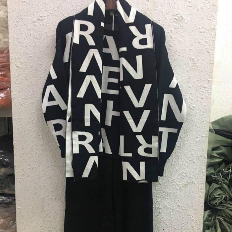 Brand Designer High Street Women Knitted 3 Piece Set Fall Winter New Letter Print Knitted Loose Sweater +Shawl Scarf +Wide-leg Pants Suits