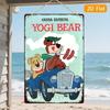 HannaBarbera Miś Yogi Metalowy Znak Vintage D Płaski Blaszany Dekor Ścienny Retro Kreskówka Nostalgiczna Ilustracja Samochodu Uroczy Miś Pl