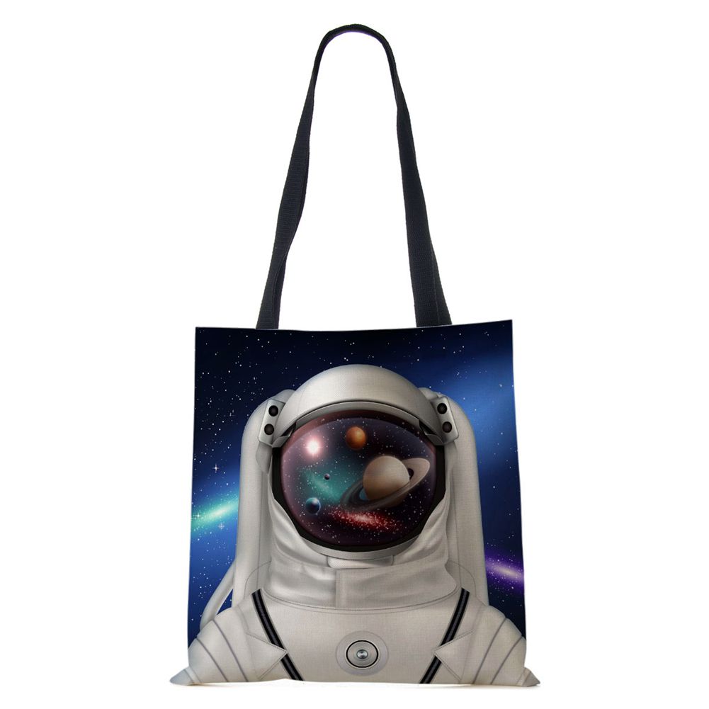 

Женская холщовая сумка через плечо Аэрокосмический космонавт Харадзюку 2022 Переработанная Большая вместимость Повседневная сумка-шоппер для путешествий Сумка-тоут для книг KTY