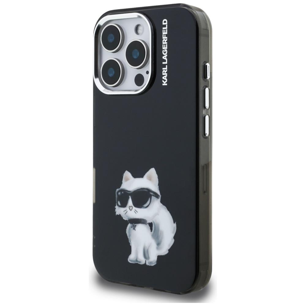 Karl Lagerfeld IML Aquarelle Choupette & Logo Case for iPhone 16 Pro Black