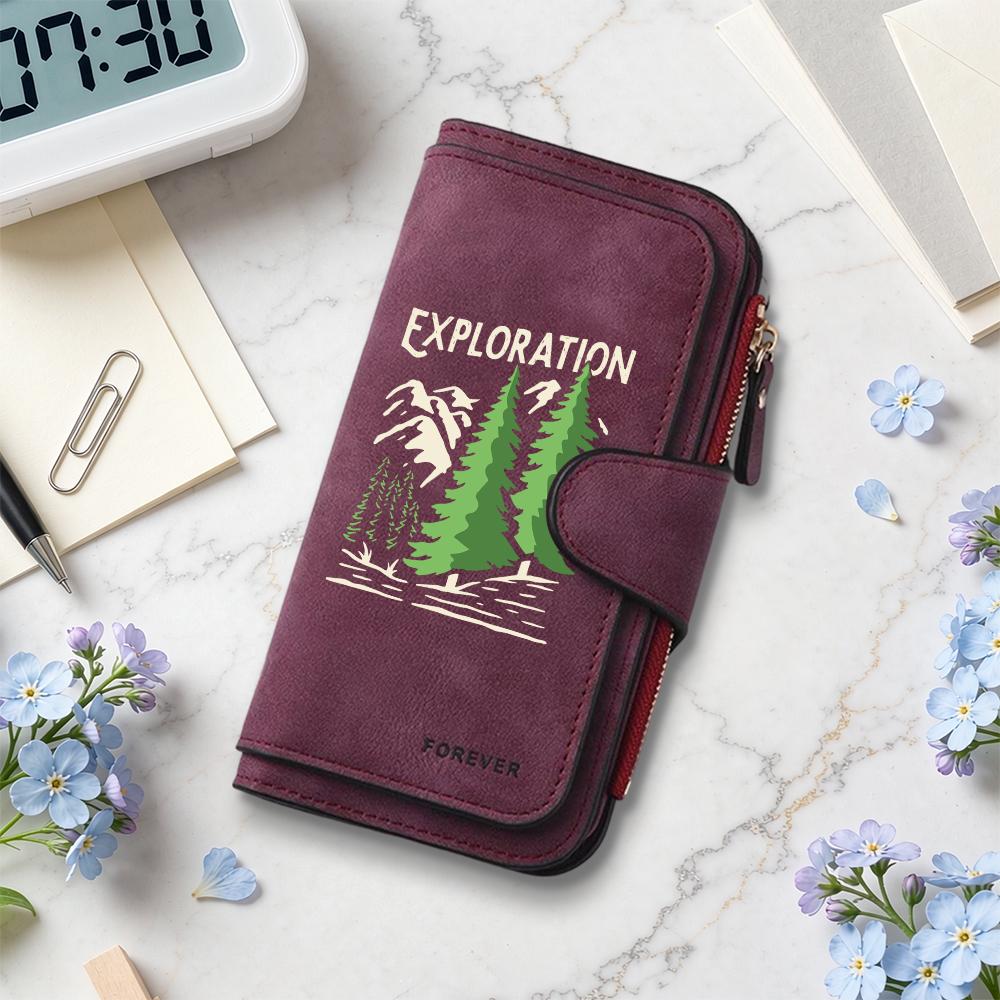 Exploration Forest Pattern Long Purse Stylish Functional Card Holder Fashion Portable Wallet Forever Daily Use Accessory