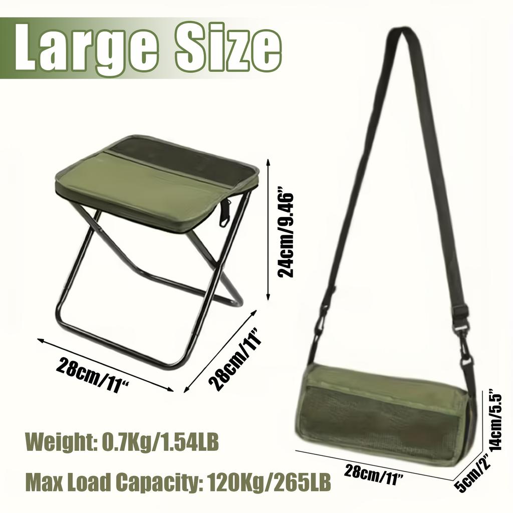 2-in-1 Portable Folding Outdoor Chair with Shoulder Strap, Lightweight Durable Chair for Camping, Hiking, Fishing and Travel