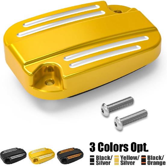 NICECNC Gold Front Brake Master Cylinder Cover Cap with Fluororubber Gasket Brake Pump Cover Compatible with Harley Revival FLH 2021, Replacement for