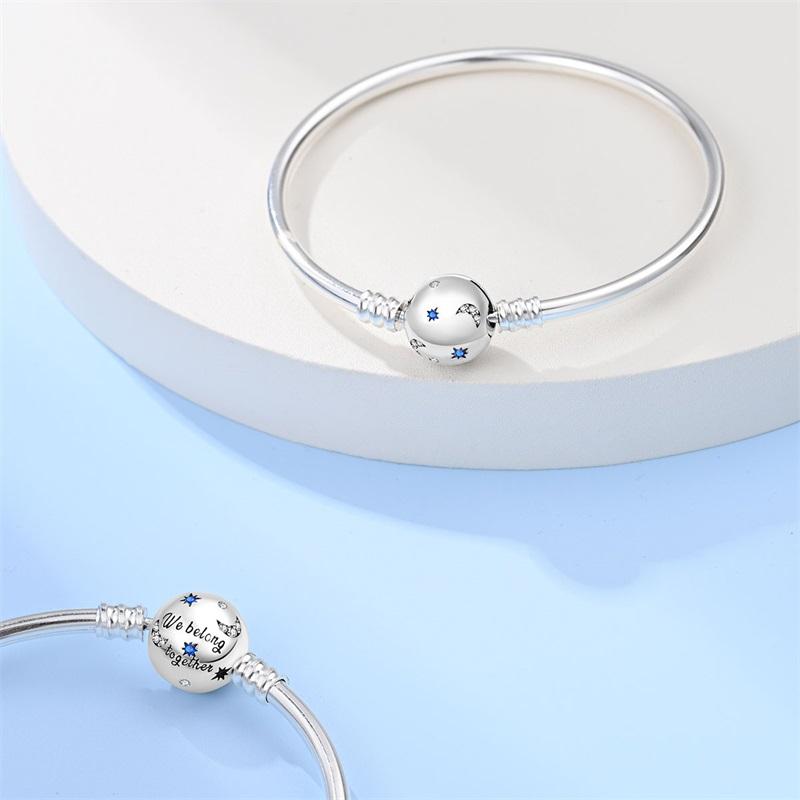 Brățări din Argint 925 de 17-20CM Pentru Femei Stea Lună Fluture Gheară de Pisică Lotus Coroană Aurie Brățări Potrivite pentru Charme DIY Pandantive Bijuterii