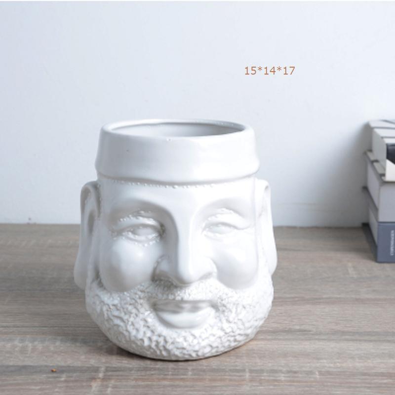 Nordic Ceramic Flower Basin Face Multi-meat Green Plant Flower Pot Vase Retro Vase Home Decoration Ceramic Planter Pot Desktop