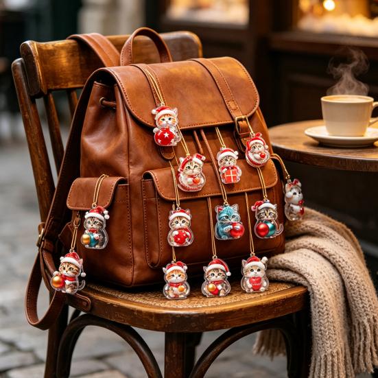 Collectible Cat Figures Advent Calendar, 24 Days Christmas Countdown Cute 2D Kitten Holiday Gift Box Ornaments for Party Tree Decor, Gifts Lovers