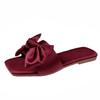 Silk Fabric Bow, Flat Bottomed Slippers, Breathable Casual Women's Shoes, Lightweight Cool Slippers